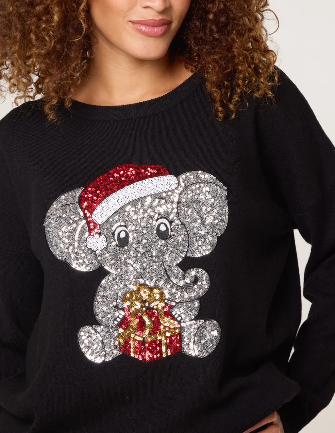Christmas Sequin Elephant Jumper