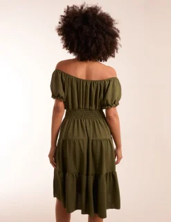Coconut Button Bardot Dress