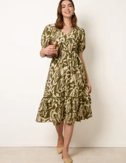Coconut Button Belted Midi Dress