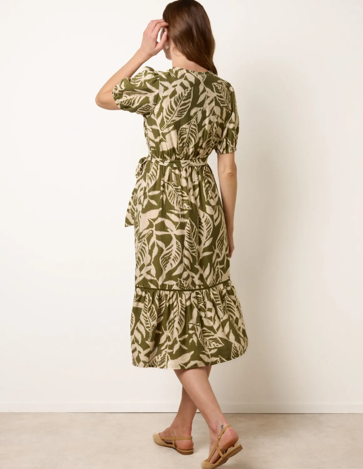 Coconut Button Belted Midi Dress