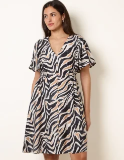 Coconut Button Shirred Waist Dress