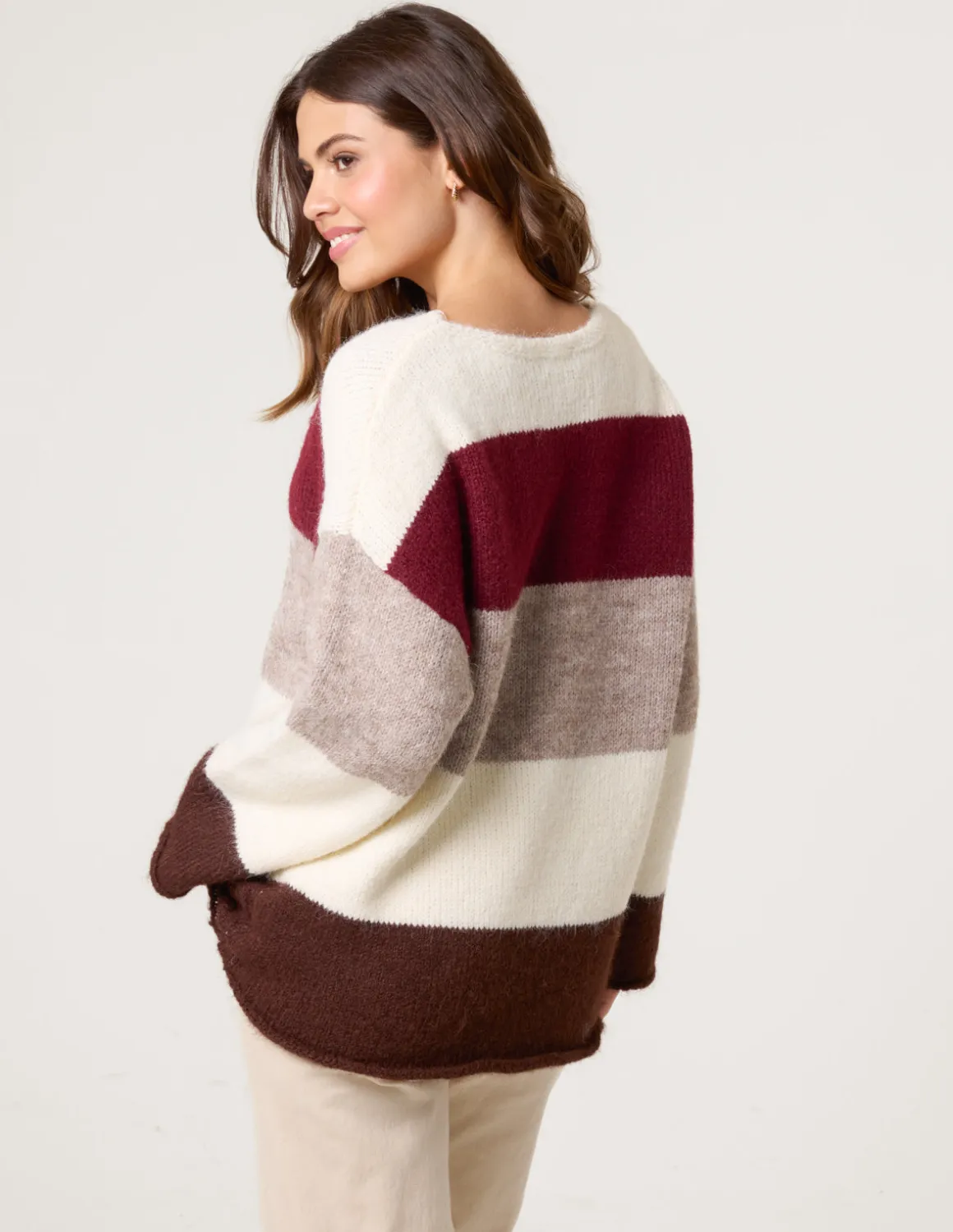 Colourful Stripped V Neck Jumper