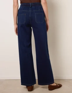 Contrast Drawstring Waist Wide Leg Trousers