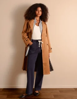 Contrast Drawstring Waist Wide Leg Trousers
