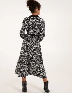 Contrast Midi Shirt Belted Dress