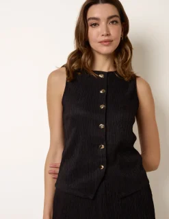 Crew Neck Button Through Vest