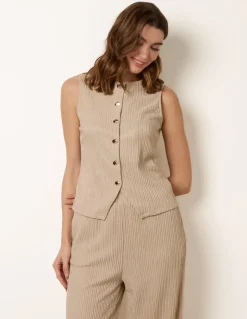 Crew Neck Button Through Vest