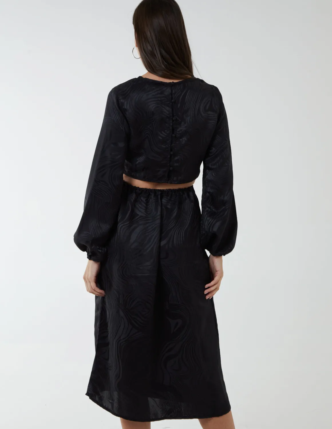 Crew Neck Cut Out Midi Dress