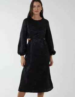 Crew Neck Cut Out Midi Dress