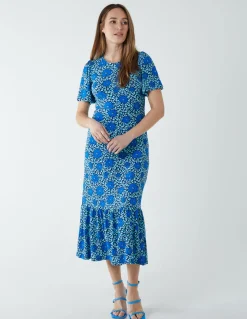 Crew Neck Midi Angel Sleeve Tie Open Back Dress