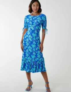 Crew Neck Midi Dress With Scrunchie Back Detail
