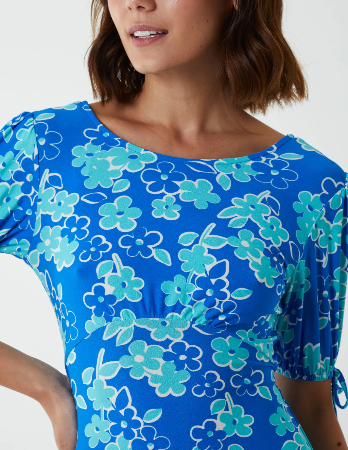 Crew Neck Midi Dress With Scrunchie Back Detail