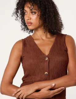 Crinkle Button Front Waistcoat