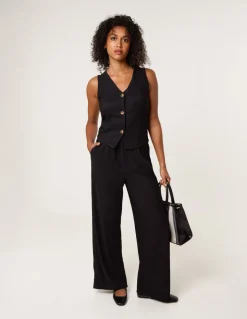 Crinkle Button Front Waistcoat