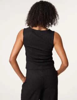 Crinkle Button Front Waistcoat