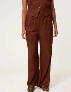 Crinkle Elasticated Waist Wide Leg Trousers