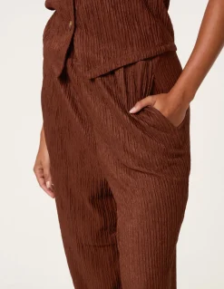 Crinkle Elasticated Waist Wide Leg Trousers