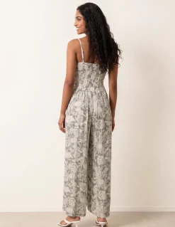 Crinkle Shirred Strappy Jumpsuit