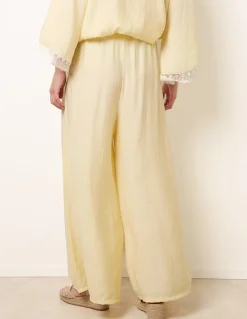 Crinkle Viscose Wide Leg Trousers