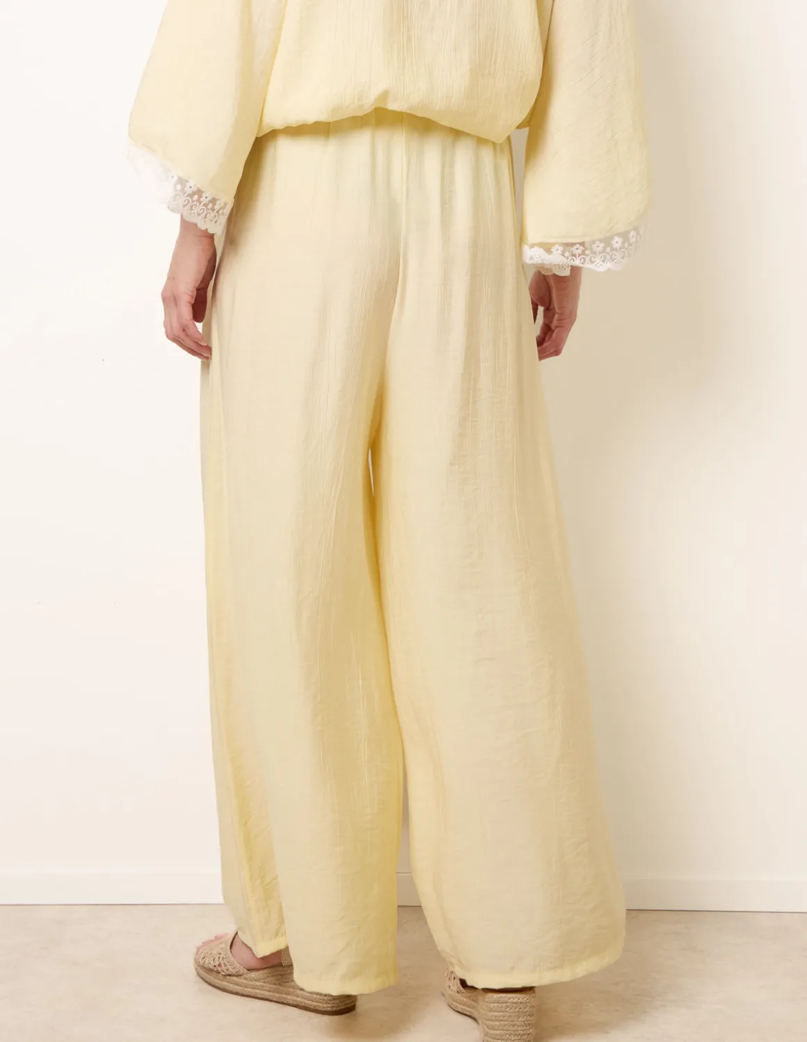 Crinkle Viscose Wide Leg Trousers