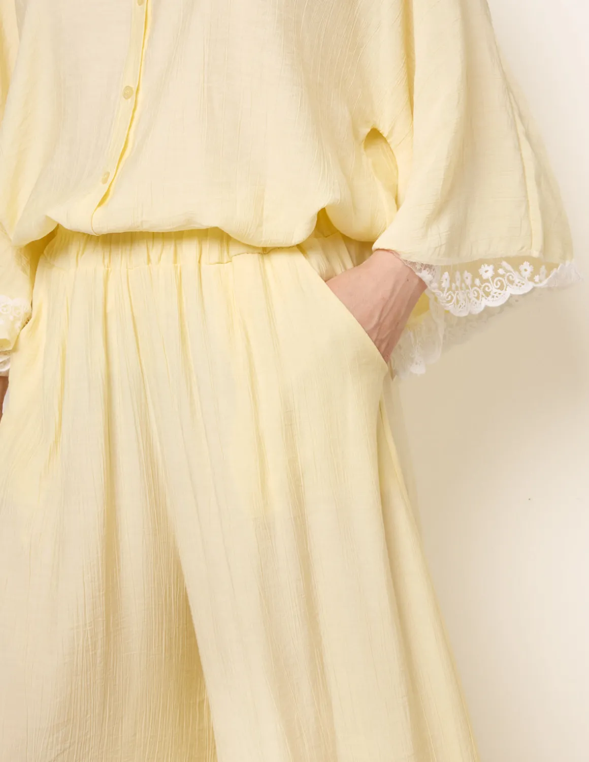 Crinkle Viscose Wide Leg Trousers