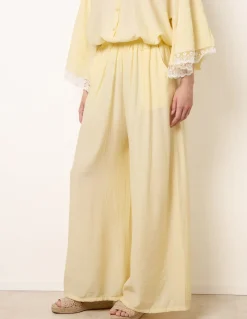 Crinkle Viscose Wide Leg Trousers