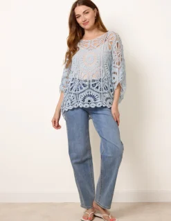 Crochet Detailed Kimono Top