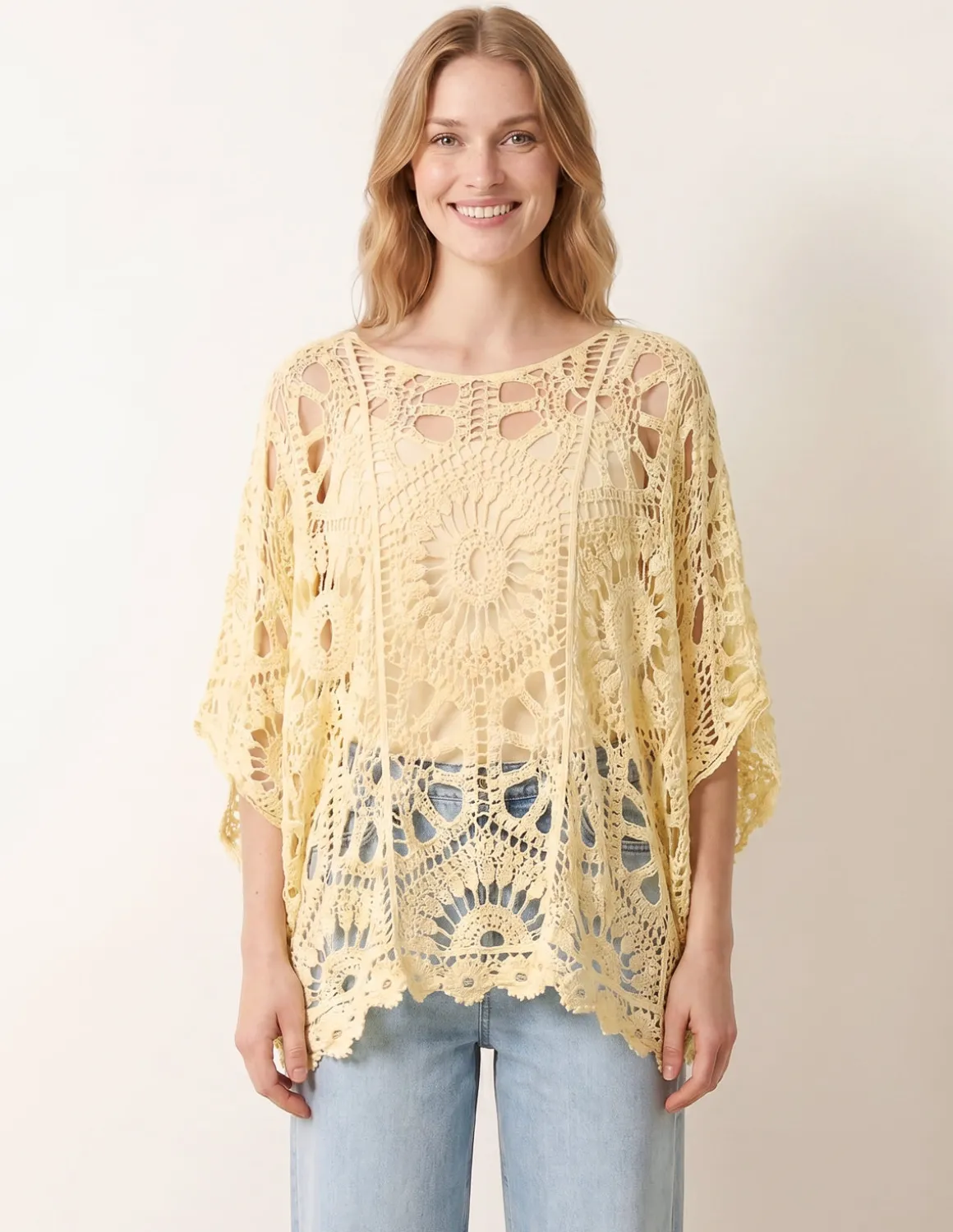Crochet Detailed Kimono Top