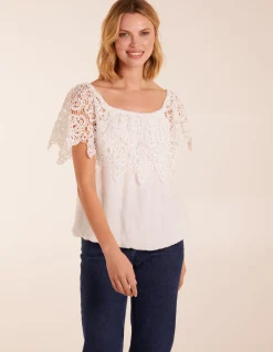 Crochet Lace Milkmaid Puff Ball Top