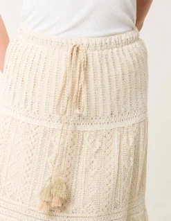 Crochet Tassel Tie Front Maxi Skirt