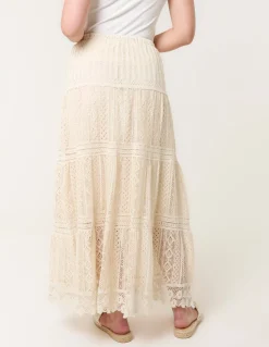Crochet Tassel Tie Front Maxi Skirt