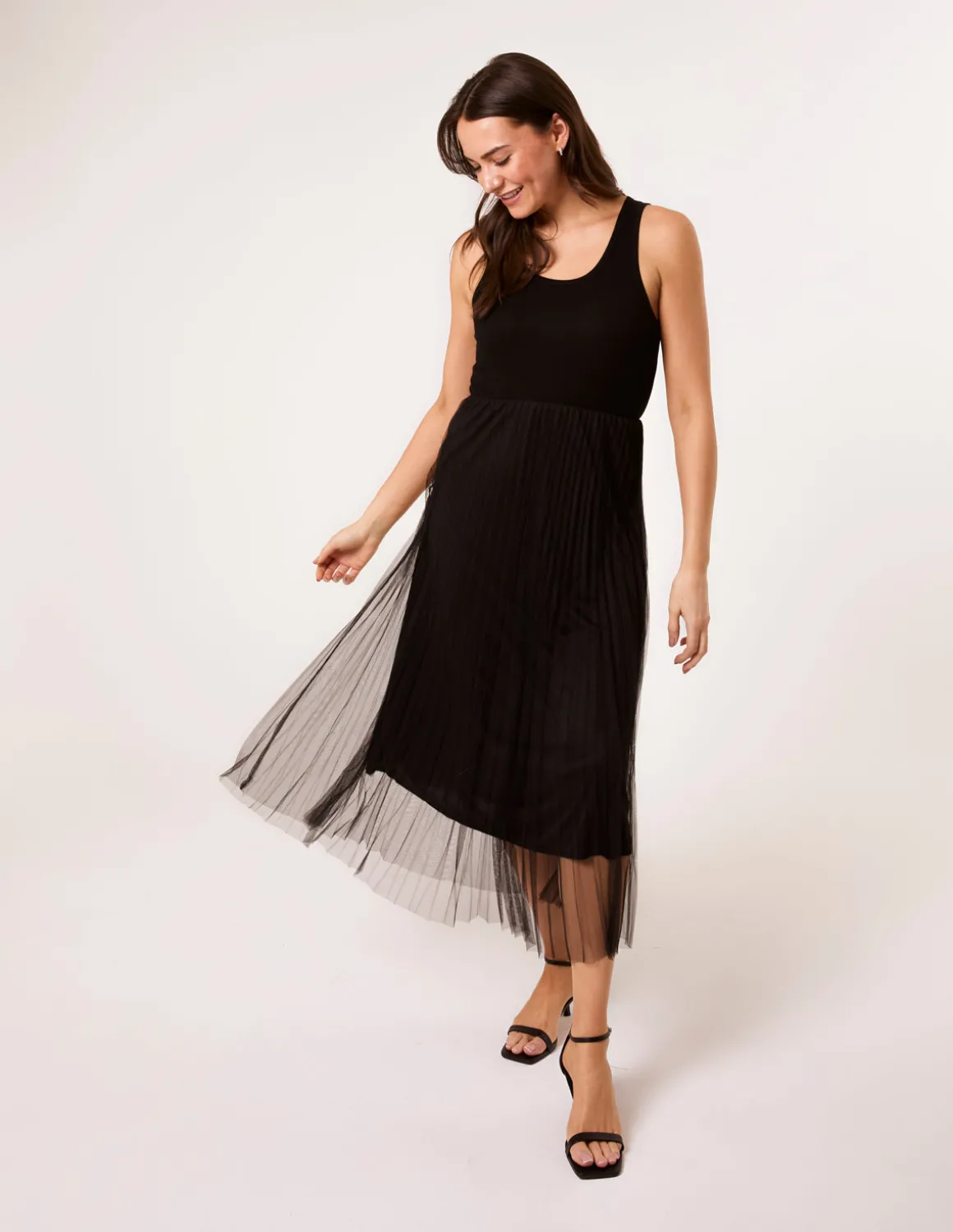 Crochet Top Pleat Dress