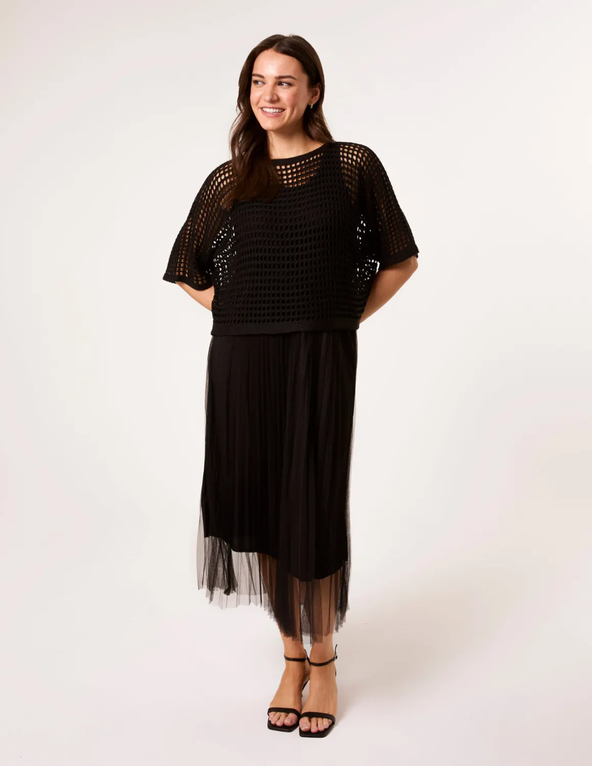Crochet Top Pleat Dress
