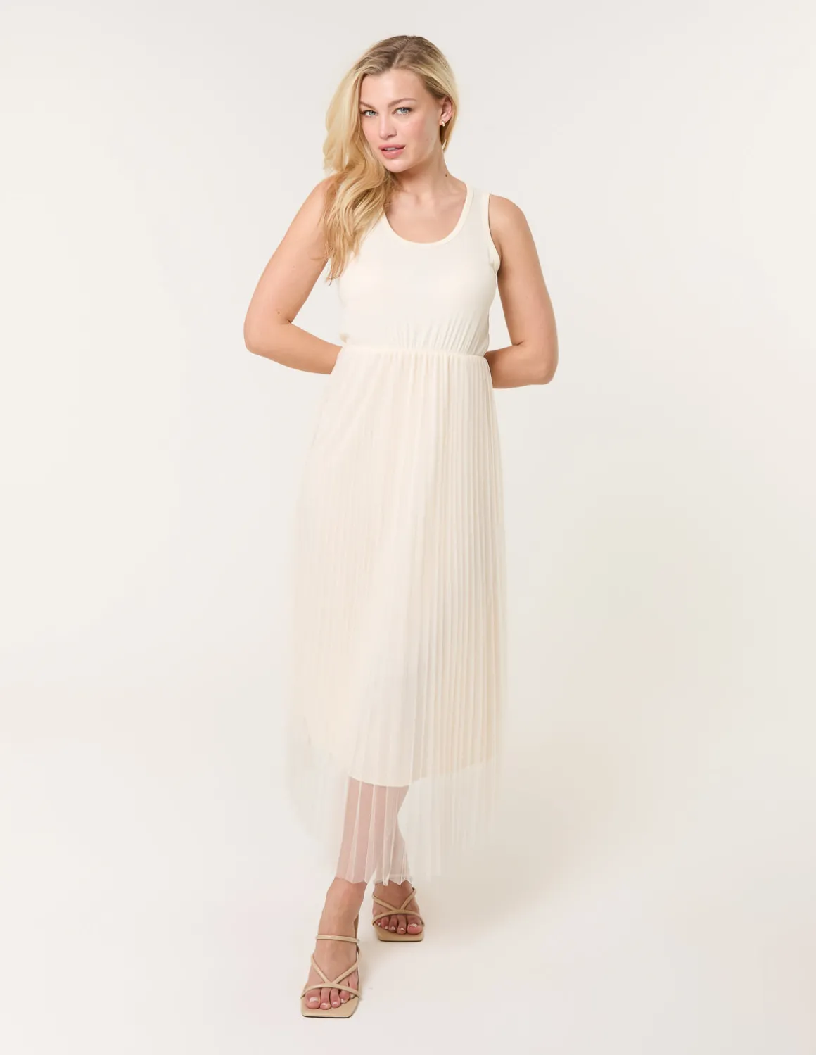 Crochet Top Pleat Dress
