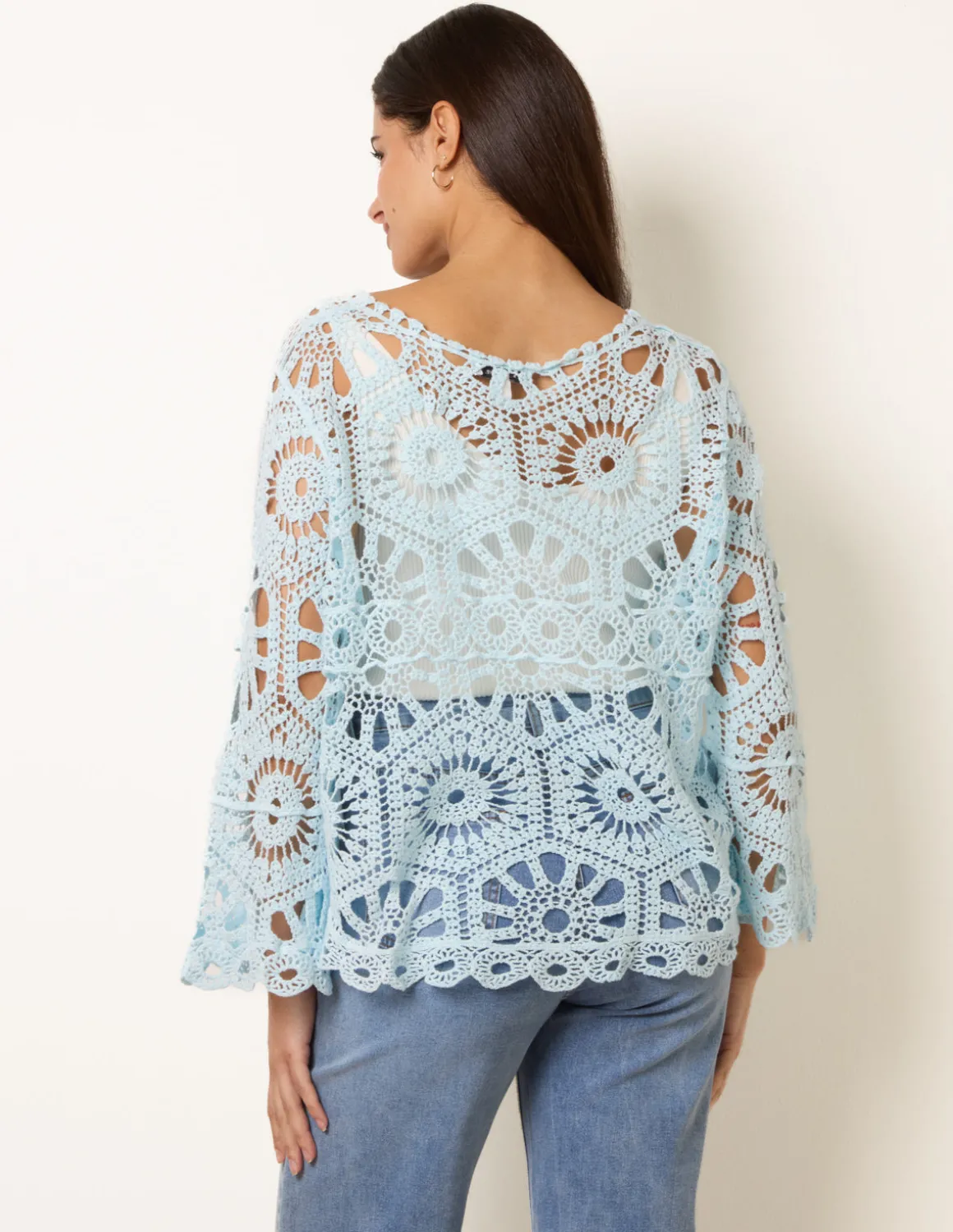 Crochet Top With Flared Sleeves