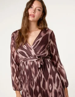 Crossover Metallic Pleated Dress