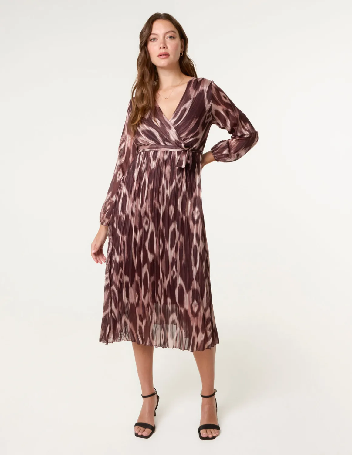 Crossover Metallic Pleated Dress