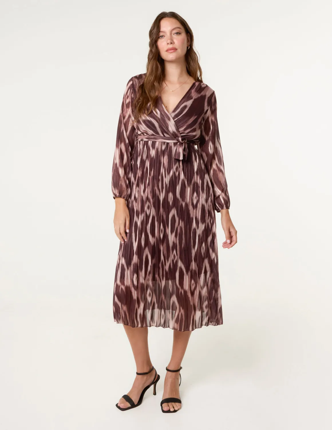 Crossover Metallic Pleated Dress