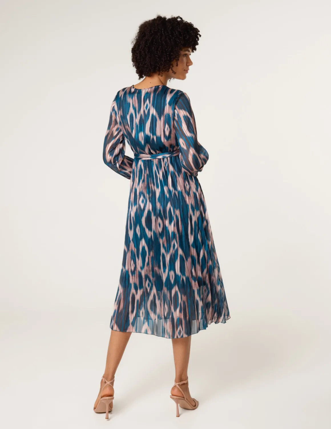 Crossover Metallic Pleated Dress