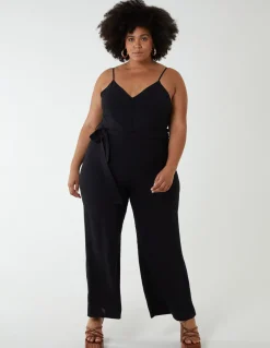 Curve Button Front Strappy Jumpsuit