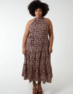 Curve Halter Neck Midi Dress