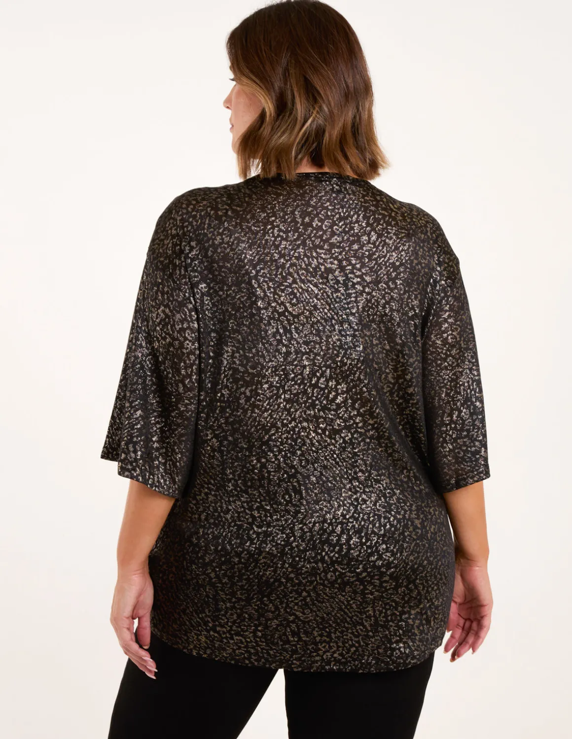 Curve Leopard V Neck Tie Front Top