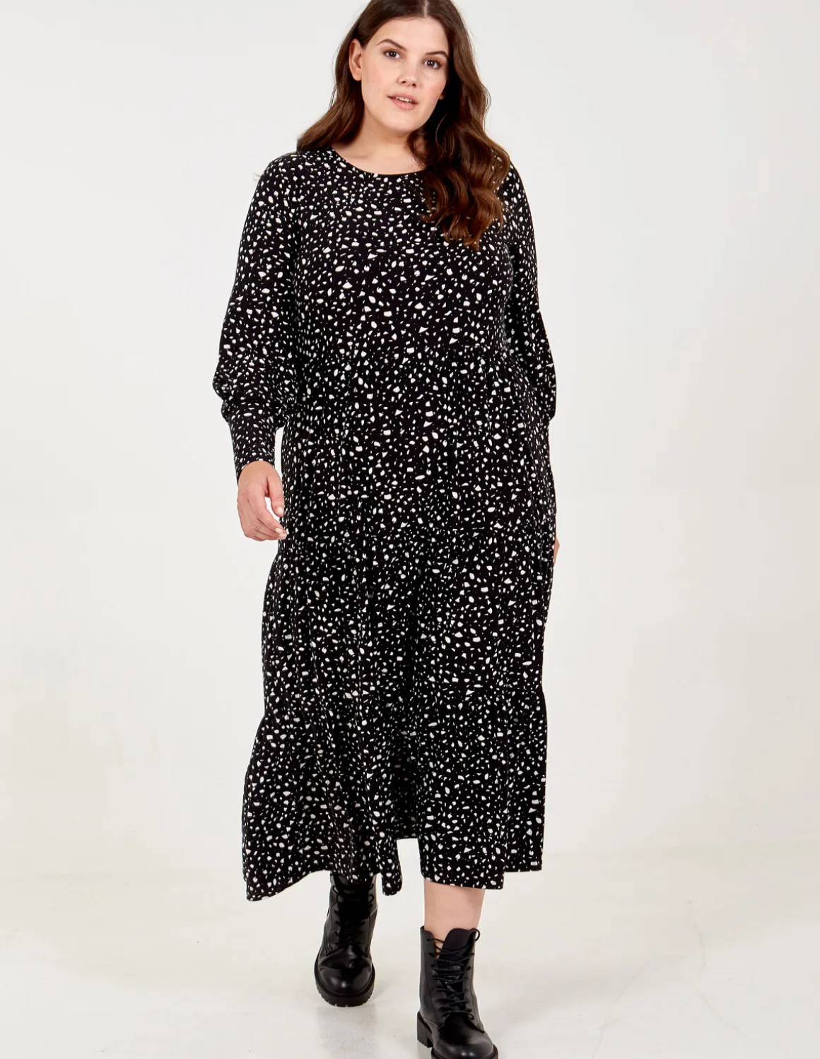 Curve Long Sleeve Smock Dress