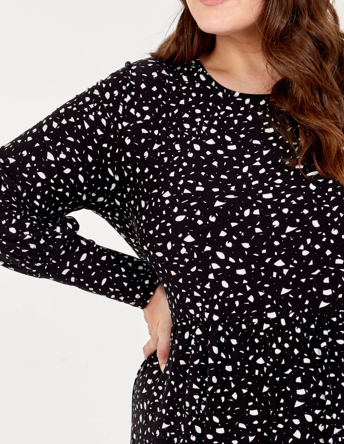 Curve Long Sleeve Smock Dress
