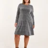Curve Metallic Swing Dress