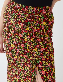 Curve Ruched Front Midi Skirt