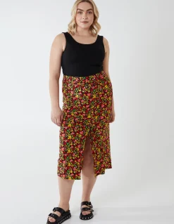 Curve Ruched Front Midi Skirt