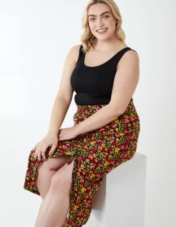 Curve Ruched Front Midi Skirt