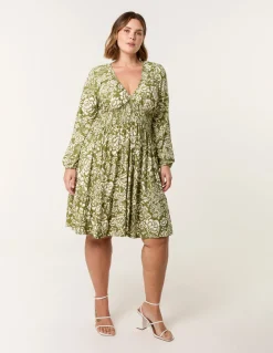 Curve Shirred Neck Elastic Mini Dress