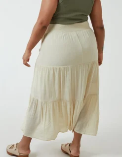 Curve Tiered Shirred Maxi Skirt